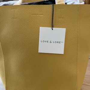 Small love & lore mustard colour tote